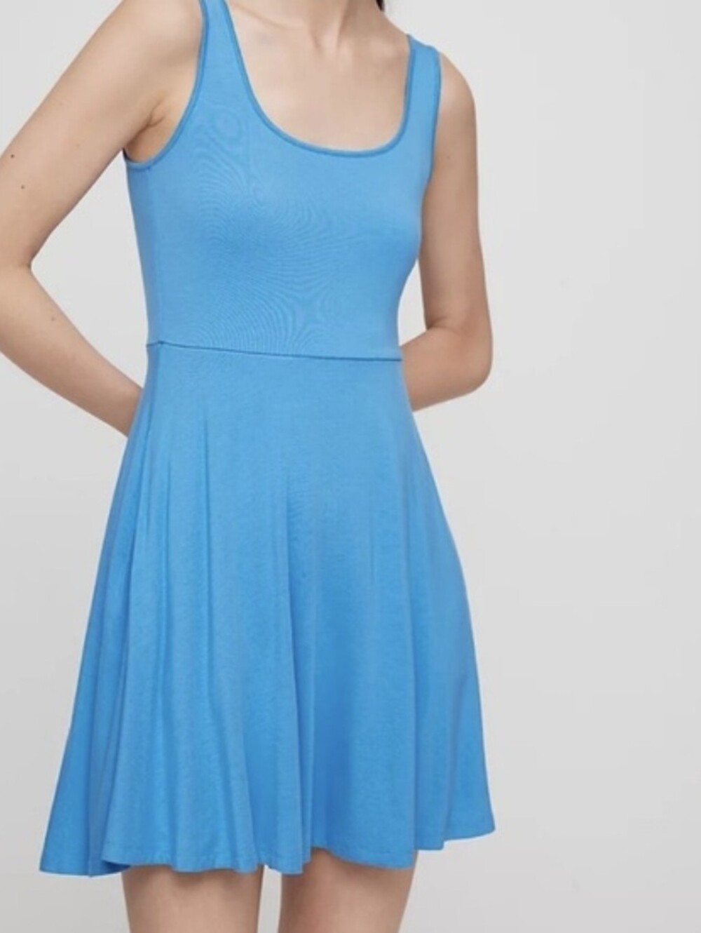 Sunday Best Beatrice Aritzia Blue Scoop Neck Sleeveless Fit & Flare Dress XS